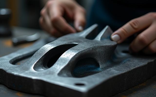 製作途中の複雑な金属部品